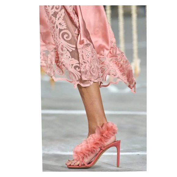 New! ULLA JOHNSON Doria Organza Flower Leather High Heels - Picture 4 of 12